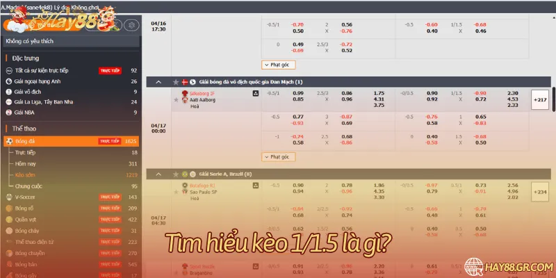 Định nghĩa về kèo bóng đá 1/1.5